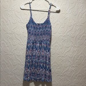 H&M Blue and Pink Patterned Mini Dress